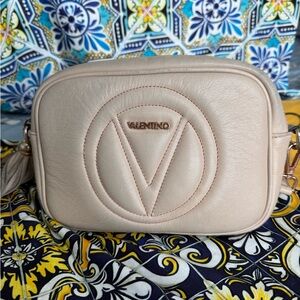 Valentino By Mario Valentino Cream Crossbody Bag with Tassel